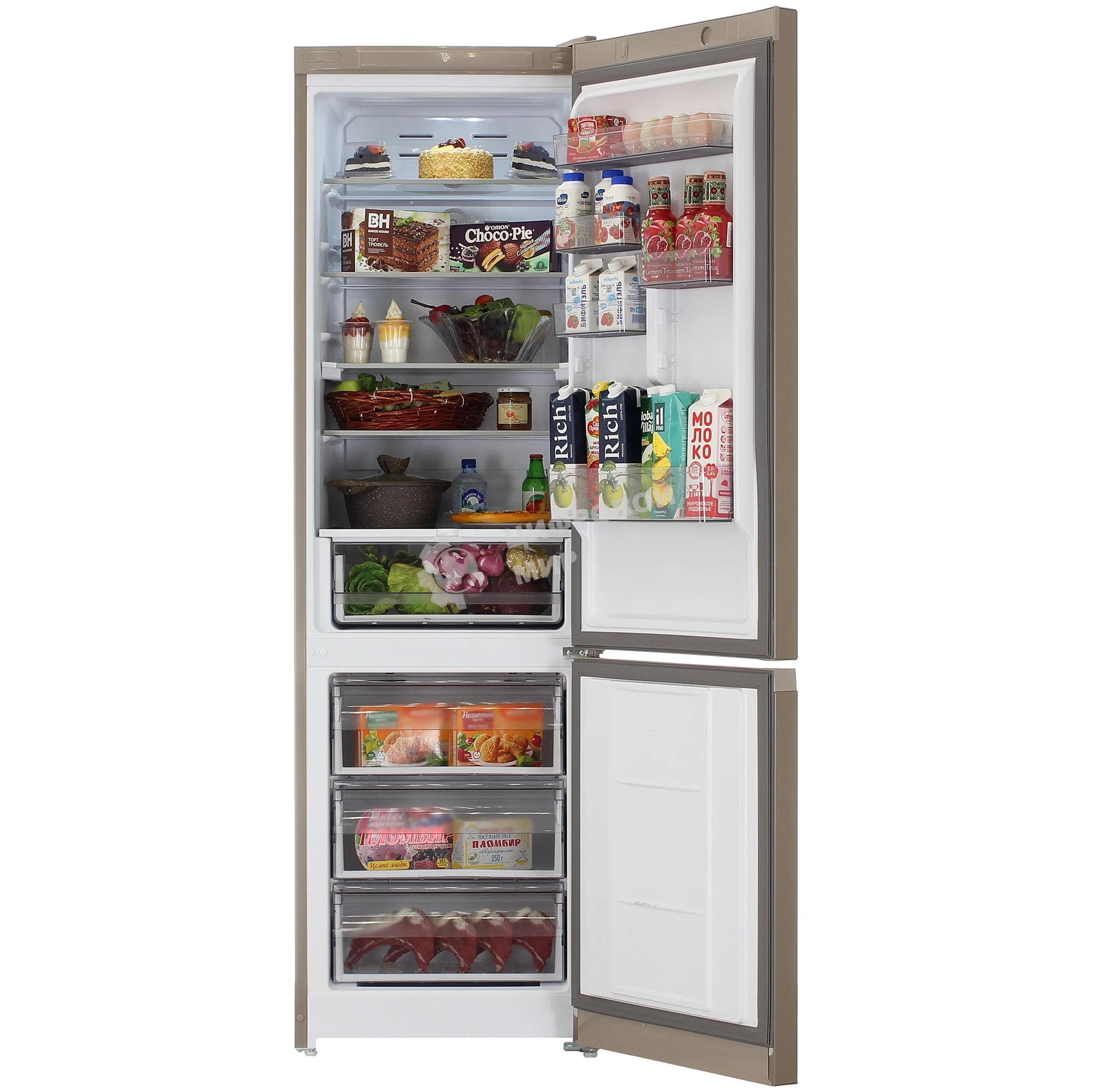 Холодильник Hotpoint HT 7201I BZ O3 бронзовый двухкамерный 239/83л морозилка снизу, No Frost