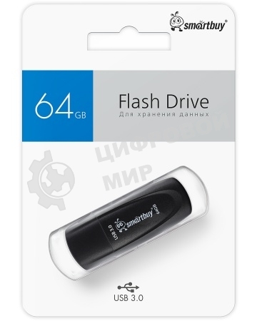 Флешка USB SmartBuy Scout black (SB064Gb3SCK), 64Gb, USB 3.0/3.1, R/W 100/40, черный
