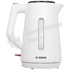 Электрочайник Bosch TWK1M121 белый, 1.7 л, 2400 Вт, скрытый нагревательный элемент