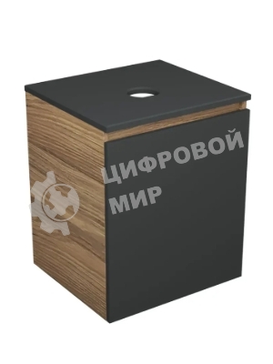 Тумба Bau Dream Blackwood 50 графит, раковина BAU Nimb 51х41 белая, смеситель Hotel Dream Black, нерж. сталь, черный