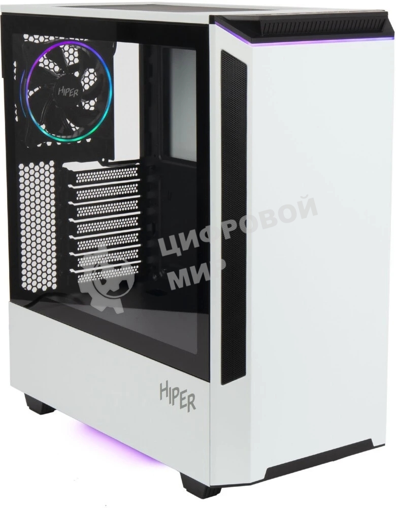 Компьютерный корпус Hiper PW81 белый без БП ATX 3x120мм 2xUSB2.0 2xUSB3.0 audio bott PSU