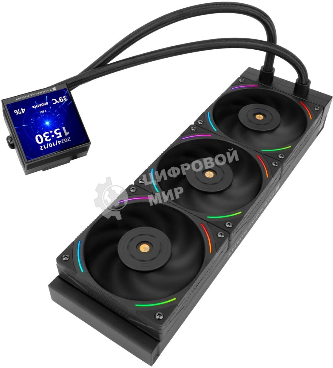 Водяное охлаждение для процессора Thermalright Hyper Vision 360 (360mm, LED, Black, ARGB/Fans: 3x120mm, 69CFM, 27dBA, 2150RPM/Pump height 68mm, 6400RPM, Rad thickness 27mm/S: 1700, 1200, 1851, 115X, 2011, 2066, AM5, AM4)