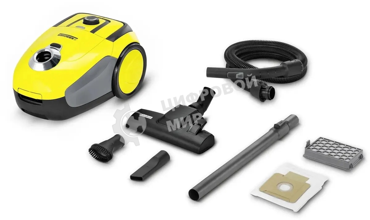 Пылесос Karcher VC2 желтый, 700 Вт, уборка сухая, пылесборник мешок 2,8 л