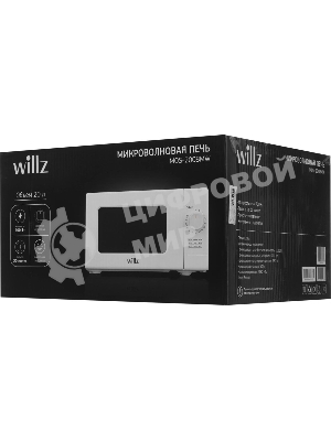 Микроволновая печь WILLZ MOS-2008MW белый, 20 л, 700 Вт, переключатели - поворотный механизм