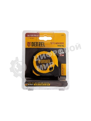 Рулетка Denzel 5м х 25мм, двухкомп. корпус, кнопка-пауза