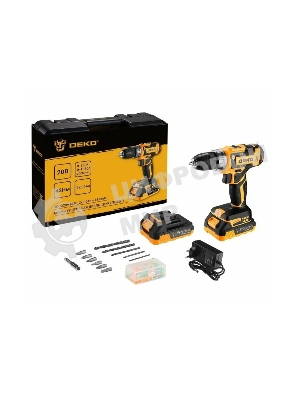 Дрель-шуруповерт Deko DKCD20V, 20 В, 3 Ач, 42 Нм, щеточный