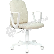 Кресло компьютерное Бюрократ CH-W327 слоновая кость OR-10, эко.кожа, крестов. пластик, пластик белый