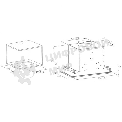 Вытяжка встраиваемая Krona Selina 600 Glass S черный, 52 см, 1300 куб. м/ч, 61 дБ