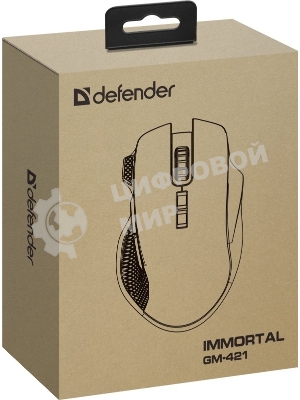 Мышь беспроводная/проводная Defender Immortal GM-421 черный, 10000 dpi, радиоканал, Bluetooth, USB, кнопки - 9