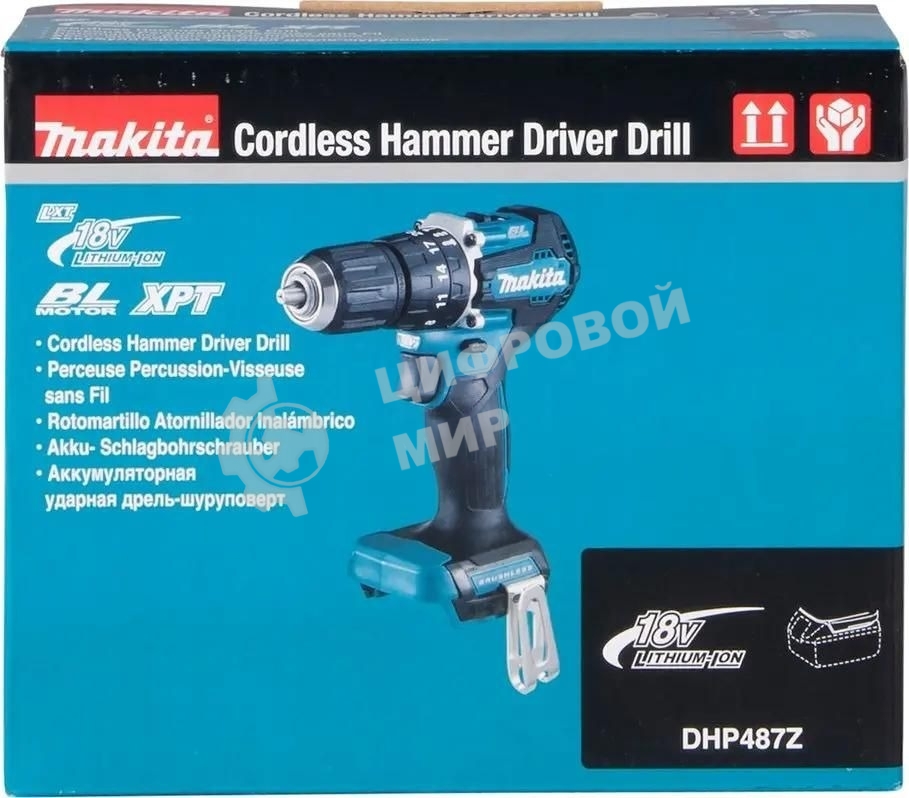 Дрель-шуруповерт аккумуляторная Makita DHP487Z Аккумуляторная, Ударная, Кейс