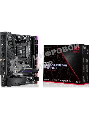 Материнская плата ASUS ROG CROSSHAIR VIII IMPACT, AM4, AMD X570, 2xDDR4, 4xSATA, 2xM.2, 1xPCIe 4.0 x16, 1x1Gb LAN, Wi-Fi 6, Bluetooth 5.0, 1xUSB-C 10Gbps, 5xUSB-A 10Gbps, 2xUSB-A 5Gbps, 7.1, Mini-DTX