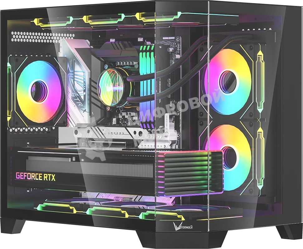 Компьютерный корпус AeroCool/Formula Crystal Z6M Floe черный без БП mATX 4x120мм 2xUSB3.0 audio bott PSU