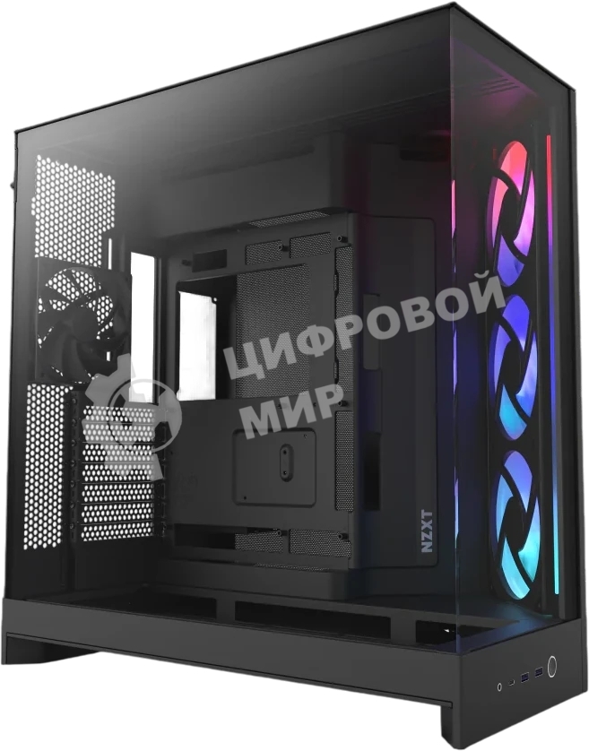 Компьютерный корпус без блока питания Case NZXT H9 Flow RGb (2025), Midi-Tower, TG, 3x140мм RGb + 1x120мм, 2xUSB-A 3.2 + 1xUSB-C 3.2, E-ATX, ATX, mATX, mITX черный