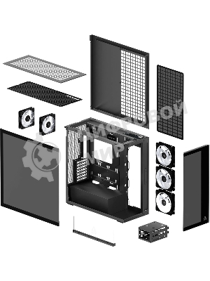 Корпус Arctic Xtender, Midi-Tower, чёрный, 3 x 140 мм, 2 x 120 мм
