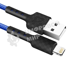 Кабель Defender F181, USB 2.0 (AM) - Apple Lightning (M), 1 м, 2.4А, нейлоновая оплетка, синий.