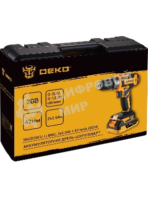 Дрель-шуруповерт Deko DKCD20FU-Li 063-4149, Аккумуляторная, 20В, Кейс