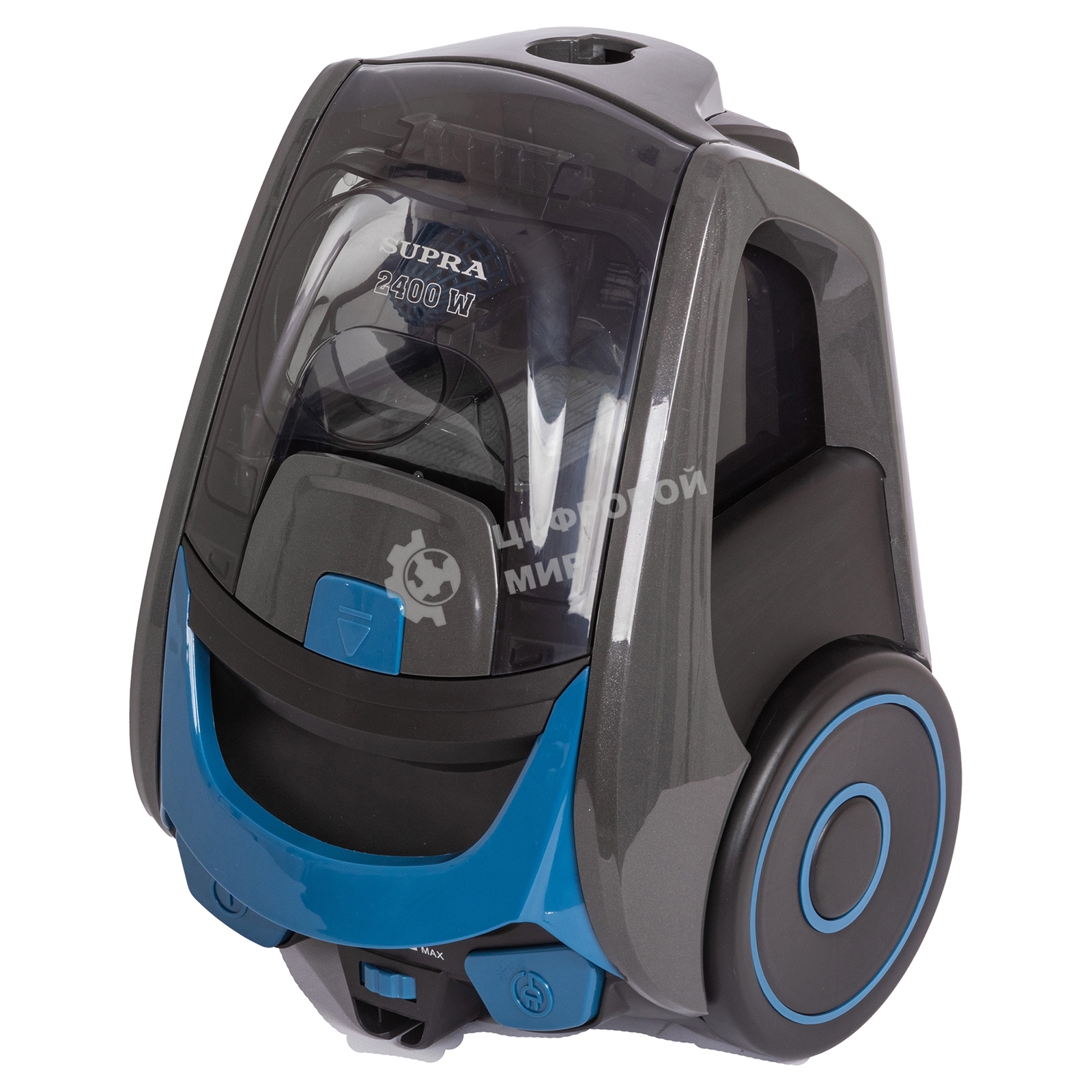 Пылесос SUPRA VCS-2400 серый/синий, 380/2400 Вт, уборка сухая, пылесборник контейнер 2 л