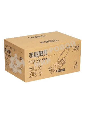 Газонокосилка электрическая Denzel GMC-1200, шир., 32 см, 1200 Вт, 3 уров., травосб. 30 л