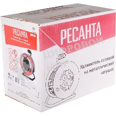Удлинитель силовой Ресанта СУ-3х1,5-50/3 (61/118/8) 2x1.0кв.мм 4розет. 40м ПВС катушка серый