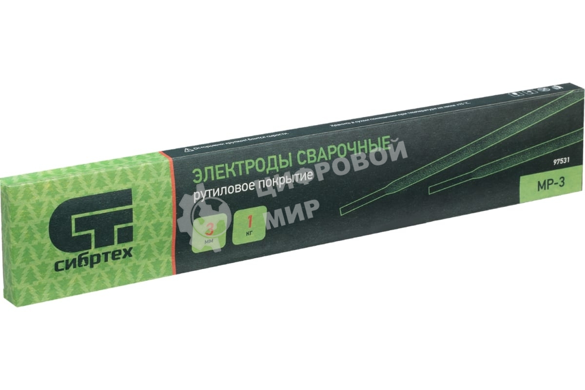 Электроды Сибртех MP-3, диам 3 мм, 1 кг, рутиловое покрытие