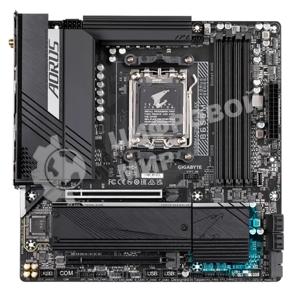 Материнская плата Gigabyte B650M AORUS ELITE AX, AM5, AMD B650, 4xDDR5, 4xSATA, 2xM.2, 1xPCI-E 5.0 x4, 1xPCI-E 4.0 x16, 1xHDMI, 1xDP, 1x 2.5Gb LAN, 4xUSB-A 2.0, 5xUSB-A 3.2 Gen 1, 2xUSB-A 3.2 Gen 2, 1xUSB-C 3.2 Gen 2, 2x3.5 мм, 7.1, Micro-ATX