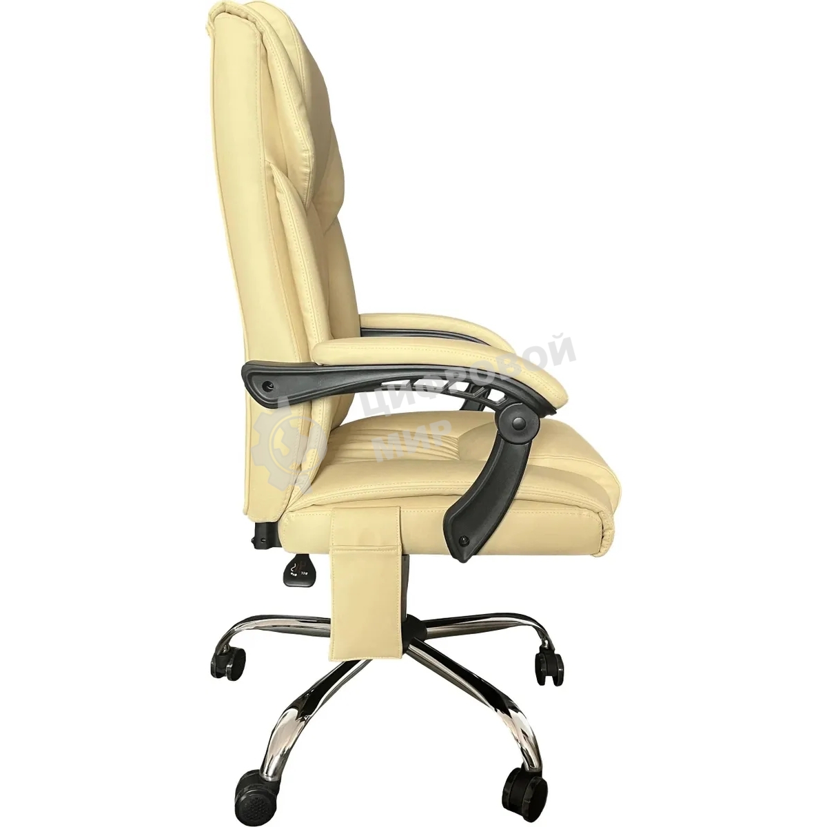 Кресло компьютерное с вибромассажем Cactus CS-CHR-OC04M-WT слоновая кость, эко.кожа, с подголовником