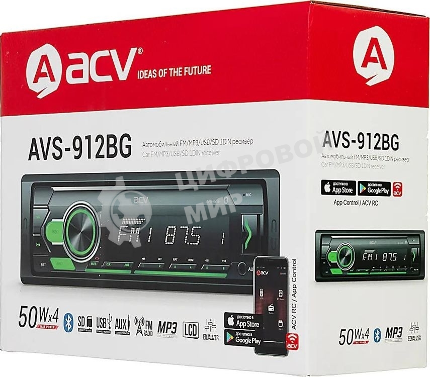 Автомагнитола ACV AVS-912BG 1DIN 4x50Вт