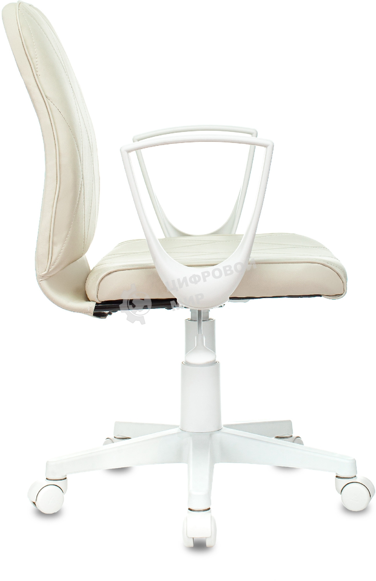 Кресло компьютерное Бюрократ CH-W327 слоновая кость OR-10, эко.кожа, крестов. пластик, пластик белый