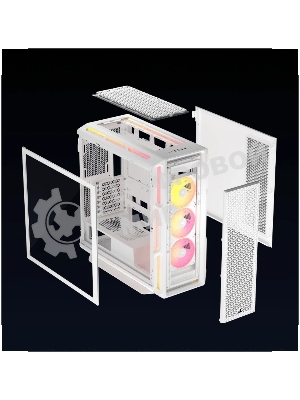 Компьютерный корпус без блока питания Case Corsair iCUE LINK 5000T LX RGB, Midi-Tower, TG, 3x120мм RGB, 4xUSB-A 3.2, 1xUSB 3.2 Type-C, E-ATX, ATX, mATX, mITX White