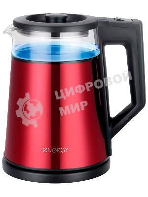 Чайник Energy E-200 (1,2 л), стекло, красный, двойной корпус