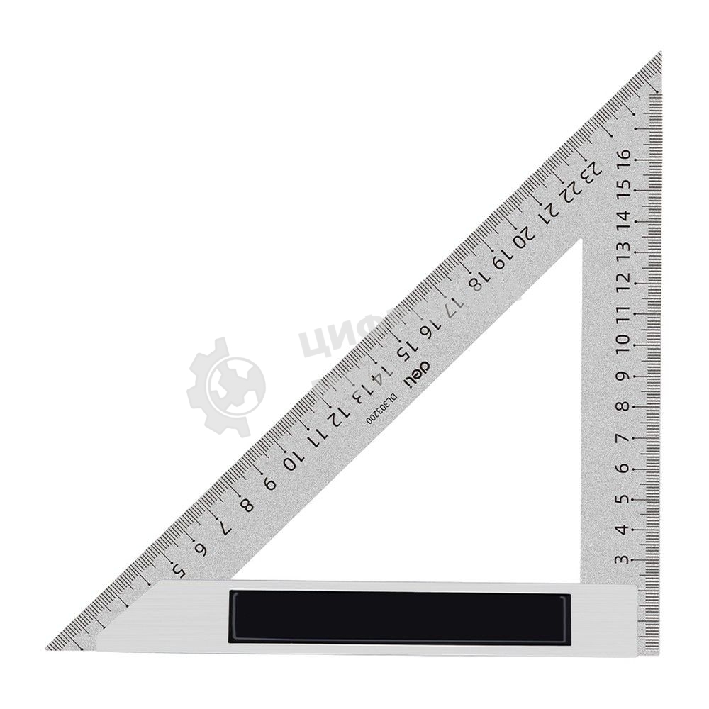 Треугольная линейка стальная Deli DL303200 200мм нержавеющая сталь + алюминиевое основание