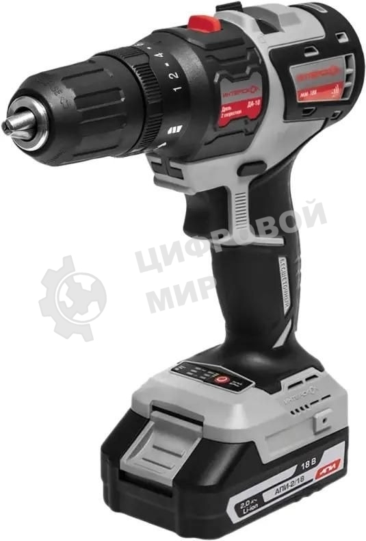 Дрель-шуруповерт аккумуляторная Интерскол ДА-10/18В аккум. патрон:быстрозажимной (кейс в комплекте) (755.2.1.47)
