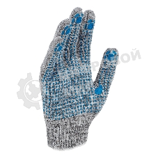 Перчатки трикотажные Сибртех х/б, 200 пар, ПВХ точка, 4 нити, 10 класс