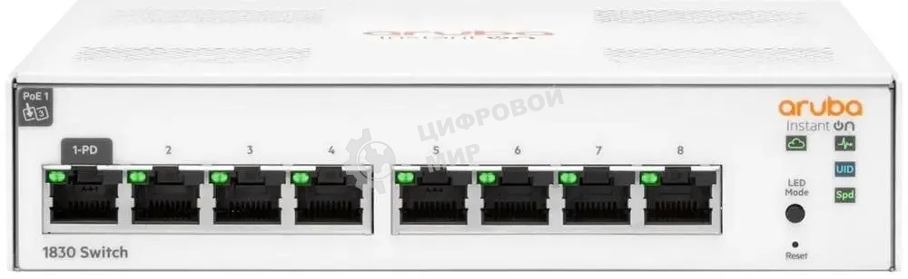 Коммутатор HPE Aruba Instant On 1830 8G, 8×1 Гбит/с, настраиваемый