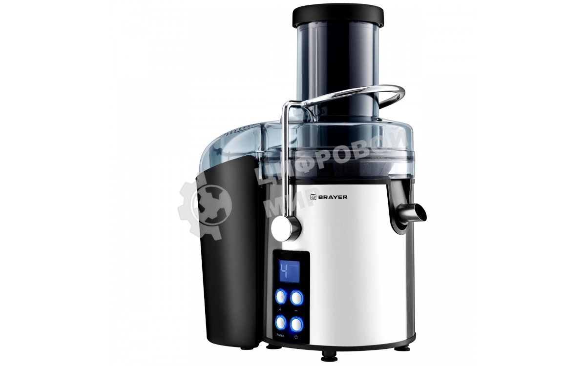 Соковыжималка BRAYER BR1705 центробежная, 800 Вт, 4 скор, LEDдисп,рез.для сока 1,1л, резер.мякот 2 л