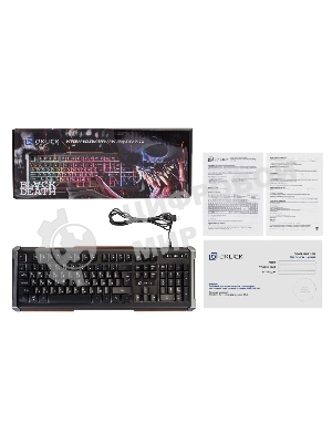 Клавиатура Oklick 717G Black Death проводная, USB Type-A, чёрный/серый