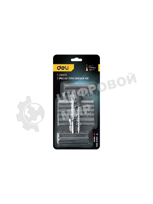 Ремкомплект для бескамерных шин Deli DL120001 (шило, рашпиль, 5 резиновых жгутов)