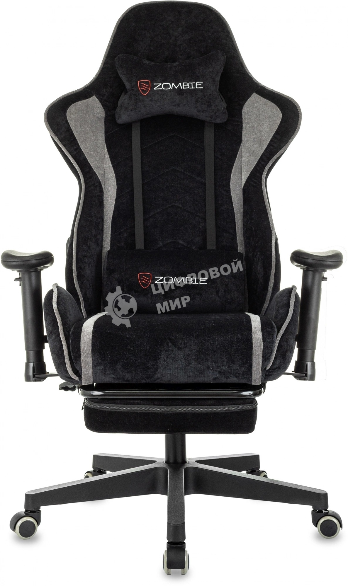 Кресло игровое Zombie Drift/F черный/серый, крестов. пластик, подст. для ног