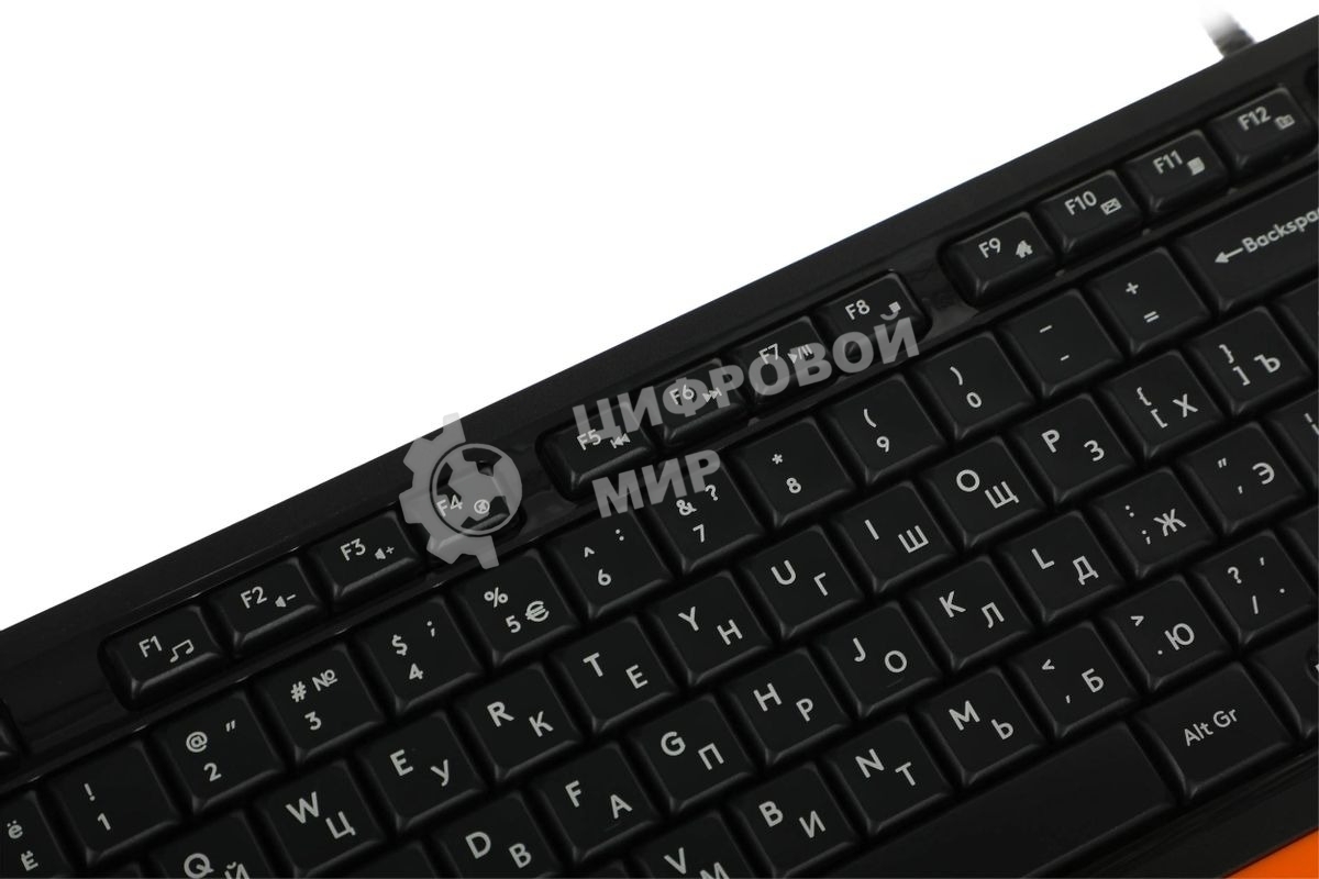 Комплект клавиатура+мышь A4Tech FStyler F1010 проводной, USB, 1600 DPI, чёрный/оранжевый