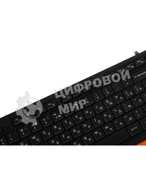 Комплект клавиатура+мышь A4Tech FStyler F1010 проводной, USB, 1600 DPI, чёрный/оранжевый