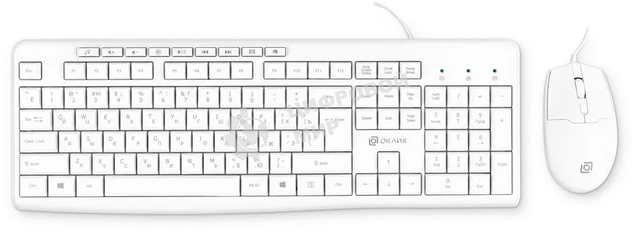 Комплект клавиатура + мышь Оклик S650 клав:белый мышь:белый USB Multimedia (1875257)