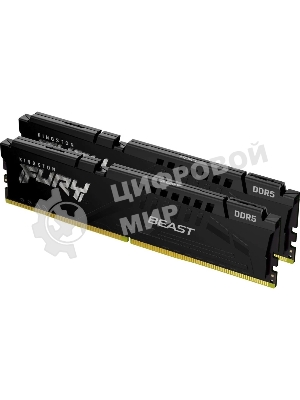 Оперативная память Kingston Fury Beast, DDR5, 32Gb (2x16Gb), 6400MHz, CL32, DIMM, с радиатором, черный