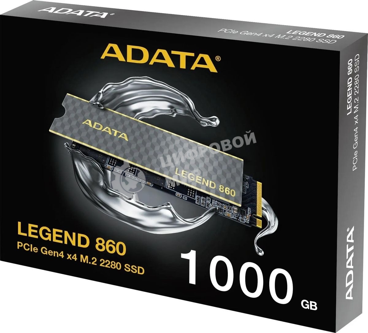 Накопитель SSD ADATA LEGEND 860, 1Tb, PCIe 4.0 x4, 2280, NVMe, R/W 6000/4000, с радиатором