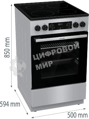 Плита электрическая Gorenje GEC5C41SG серый, конфорок 4 электрических, духовка 70 л, 50 см x 85 см x 59.4 см (без крышки)