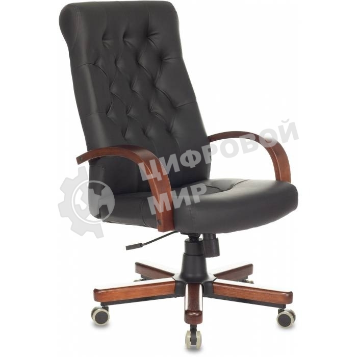 Кресло руководителя Бюрократ T-9928WALNUT/ECO черный, эко.кожа, крестовина металл/дерево