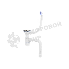 Сифон Элит с нерж. чашкой d114мм, переливом гофротрубой L800 мм. (3½