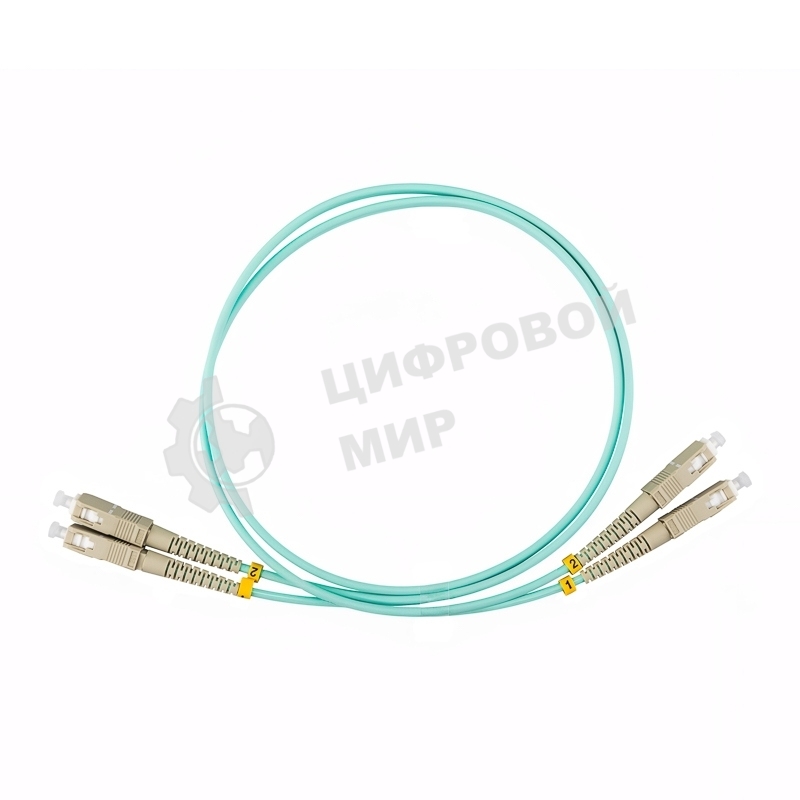 Патч-корд оптический многомодовый (MM) 50/125 OM3 разъемы SC/UPC-SC/UPC 3мм дуплекс LSZH 1м бирюзовый (аква) REXANT