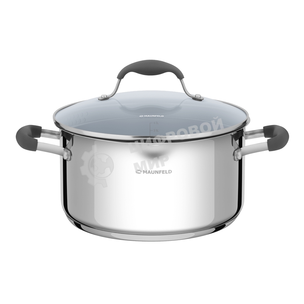 Кастрюля Maunfeld LAURA MCS40S08GR из нержавеющей стали со стеклянной крышкой, 22 см, 4 л.