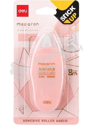 Клеющий роллер Deli EA49201 прозрачный блистер 6мм x 8м Macaron
