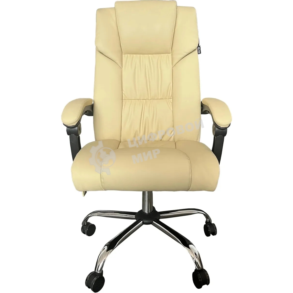 Кресло компьютерное с вибромассажем Cactus CS-CHR-OC04M-WT слоновая кость, эко.кожа, с подголовником